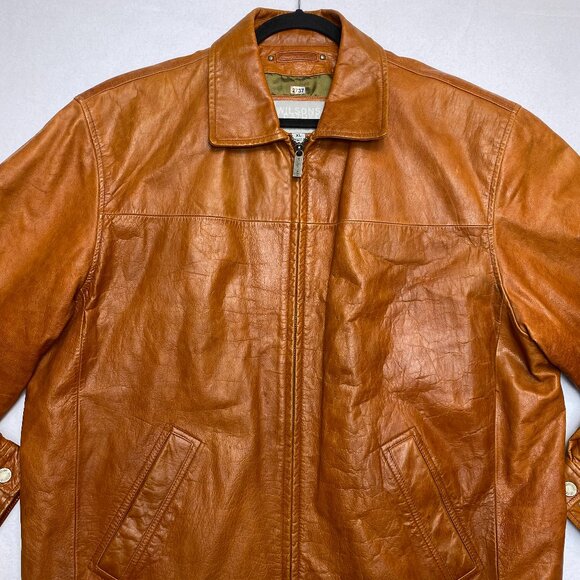Wilsons Leather M. Julian Jacket Men's XL Cognac Genuine Distressed Full Zip